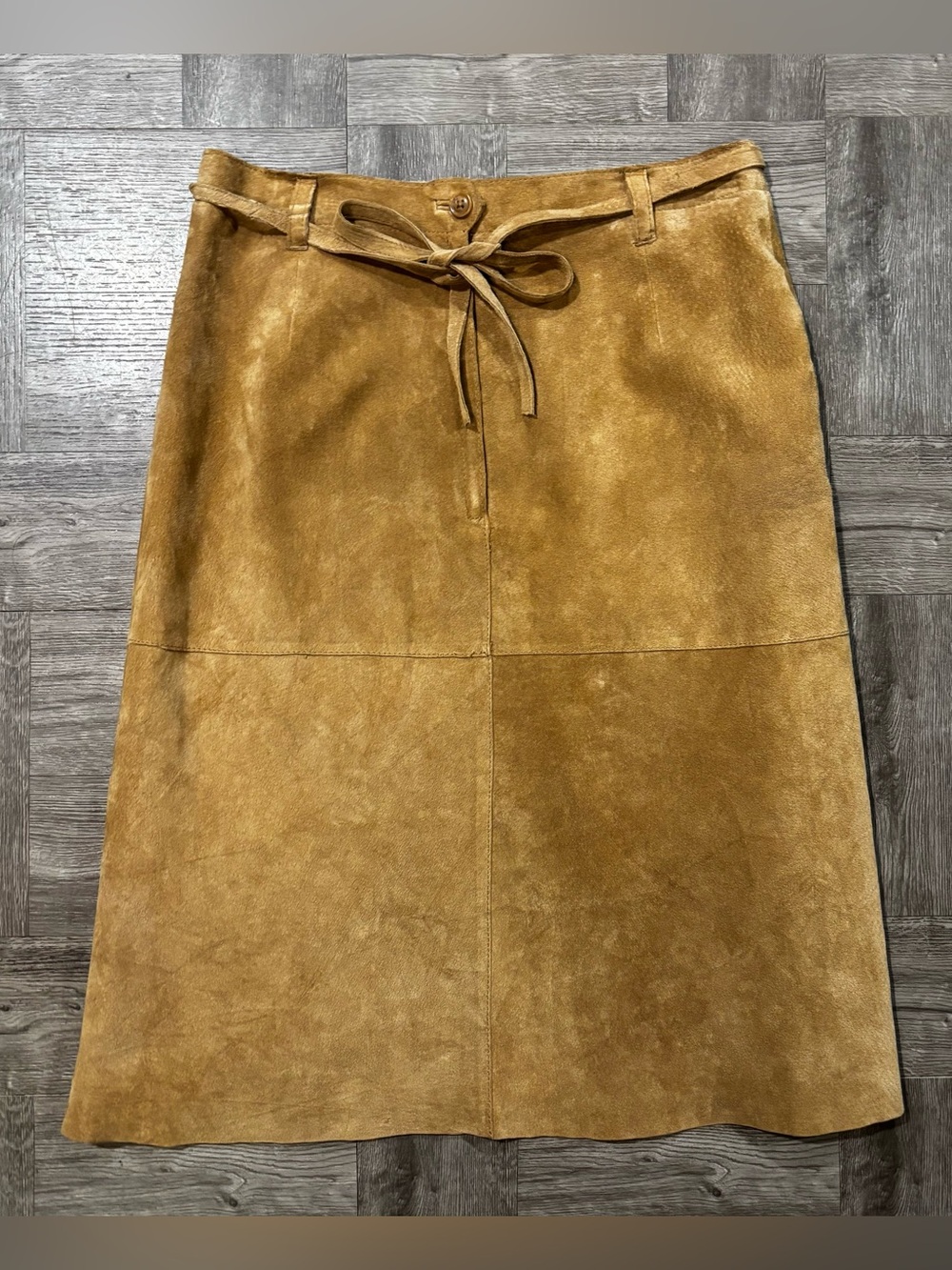 Isaac Mizrahi For Target Brown Genuine Leather Skirt With Tie Belt Size 4